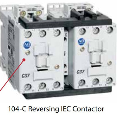 Allen-Bradley 104-C Reversing IEC Contactor Assembly with Mechanical Interlock and Wired Power Bus